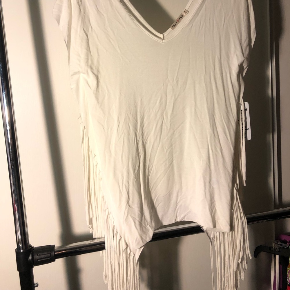 White fringe top
